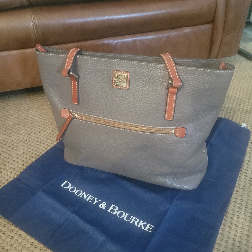 Dooney & Bourke Large Pebble Grain Leather Taupe Tote